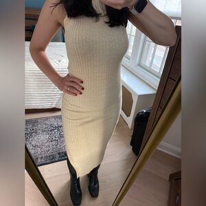 Anna Quan Cream Midi Sleeveless Dress